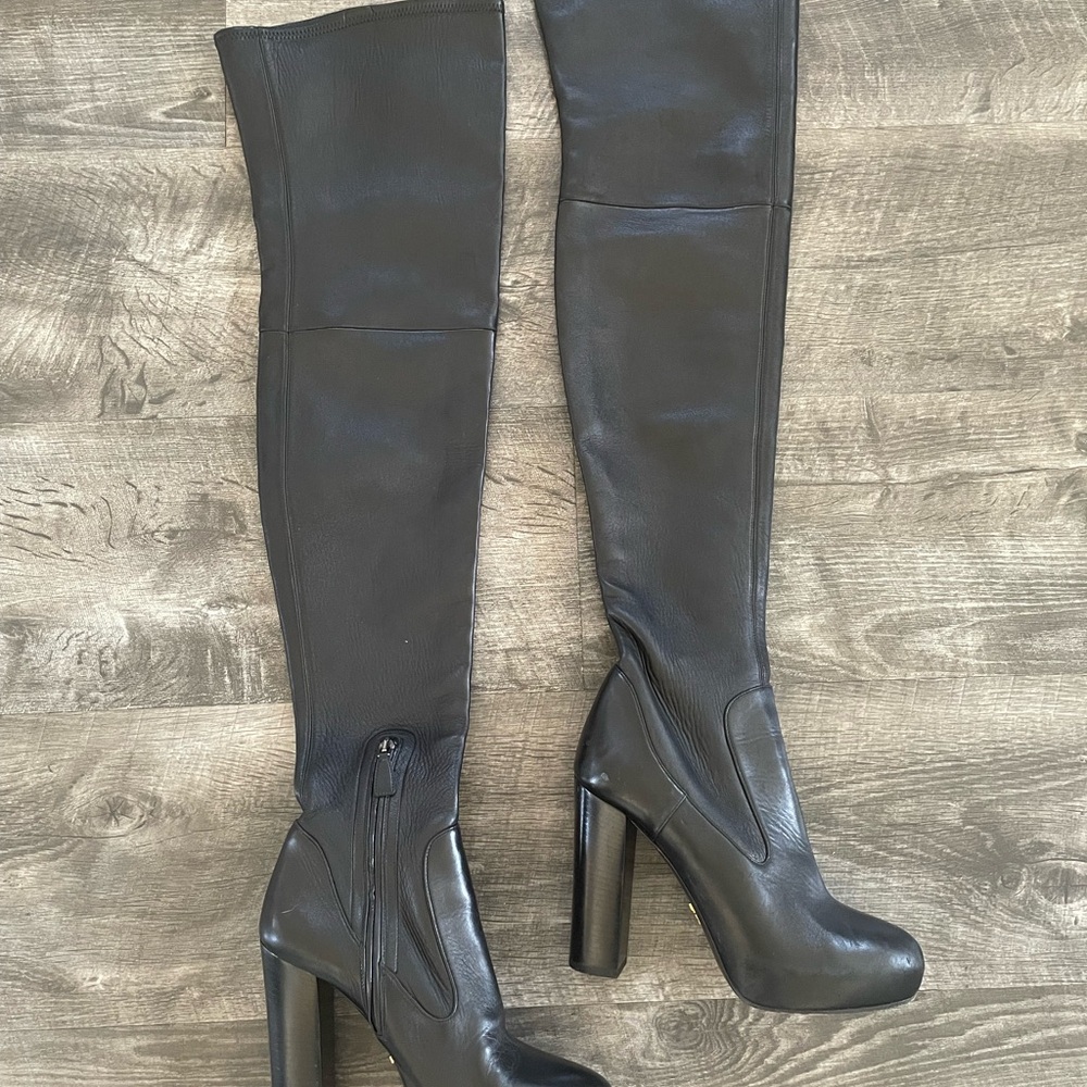 Prada Black Leather Thigh High Boots 🎩 - Picture 6 of 14